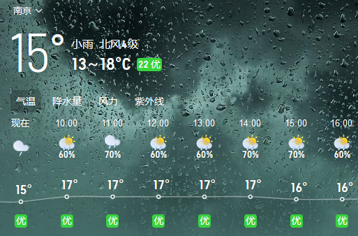 南京9月30日已经入秋，10月7日全天气温不足20℃